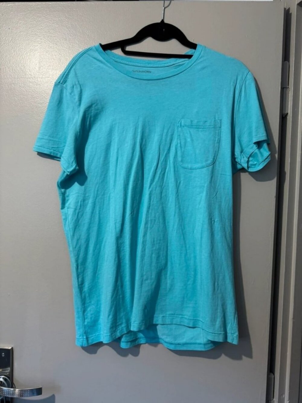 Turquoise Pocket Crew Neck T-Shirt Men's Size M
